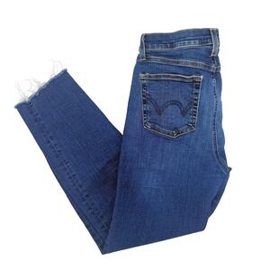 Edwin Bree Deja Blue Women's Size 28 Made in USA Stretch Slim Crop Jeans Raw Hem